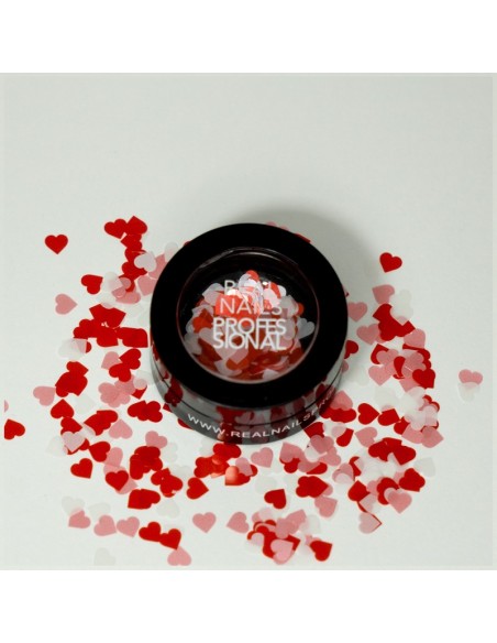 DECORAZIONE BIANCO/ROSSO CUORE PAILETTES